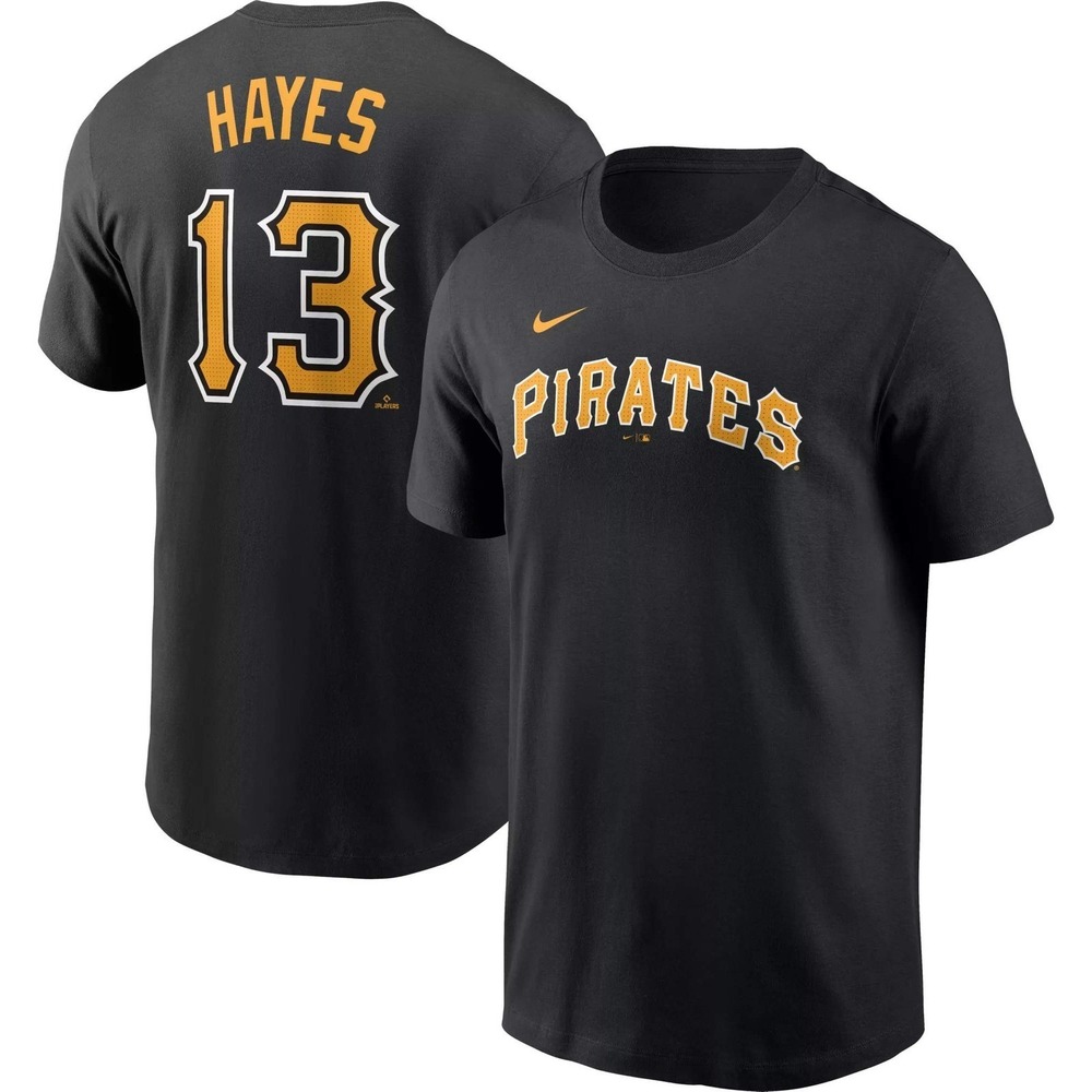Nike Men's Pittsburgh Pirates Ke'Bryan Hayes‎ #13 Black T-Shirt Medium NWT